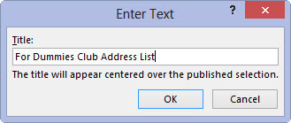 (Optional) If you want to add a page title to your HTML file, click the Change Title button and then type the text in the Page Title text box in the Set Page Title dialog box before you click OK.