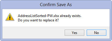 Click the Yes button if the alert dialog box that asks whether you want to replace the existing file appears.
