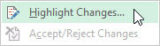 Choose the Highlight Changes option from the Track Changes command button’s drop-down menu on the Review tab or press Alt+RGH.