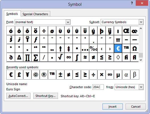 where on ms word for mac is insert symbol