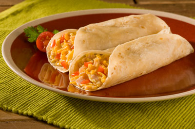 Bean, Ham, and Cheese Breakfast Burrito