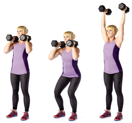 The push press targets all your shoulder muscles and even works your legs a bit.