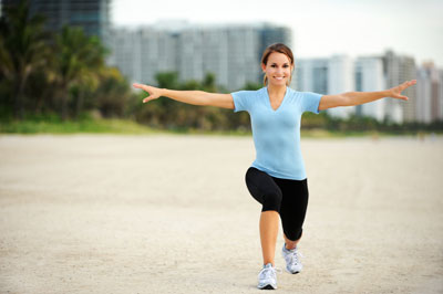 Walking lunges are similar to regular walking, but you just add a lunge.