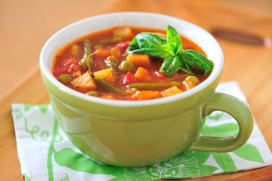 Start off with a little vegetable soup