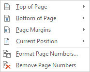 Choose where to place the page numbers.