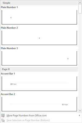 Pluck a page numbering style from the scrolling list.