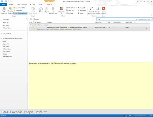 Find something quickly in Notes 2013.