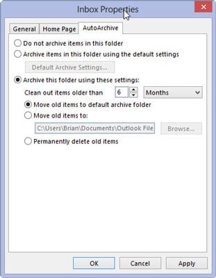 Select Archive This Folder Using These Settings. Click the box with the triangle and select Months.