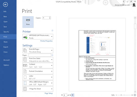 Preview your document on the Print screen.