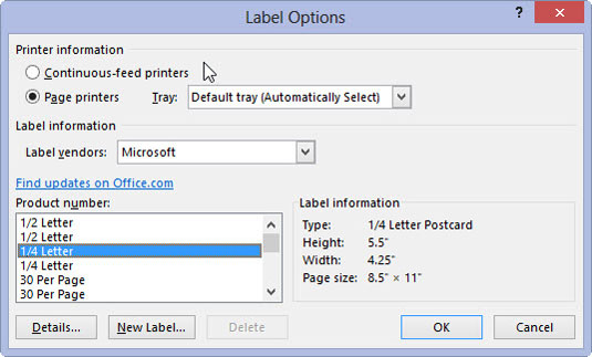 From the Start Mail Merge button's menu, choose Labels.