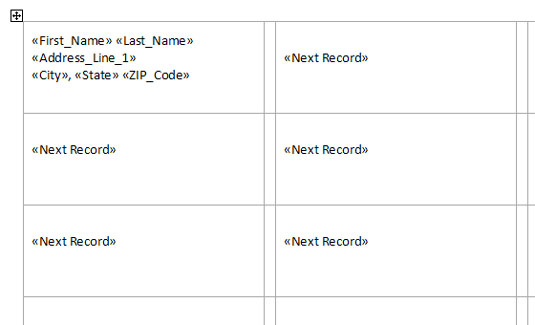 Use the Insert Merge Field button to insert fields to help create and format the first label.