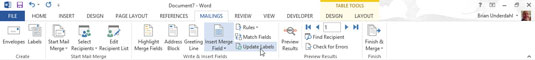 From the Write & Insert Fields group, click the Update Labels button.