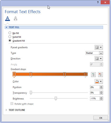 Click the OK button to dismiss the Format Text Effects dialog box.
