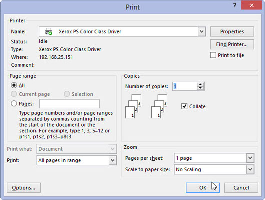 Click the OK button to print your documents.