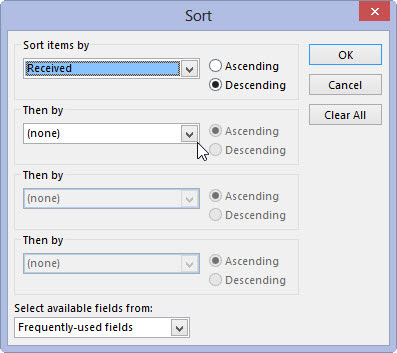 Choose Ascending or Descending sort order.