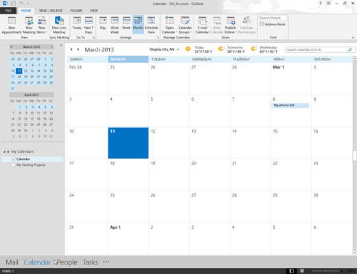 Click Calendar in the Navigator pane.