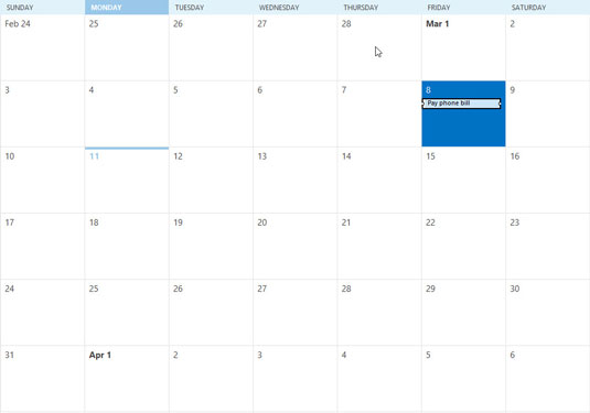 Click a date within the range of dates you want to print.