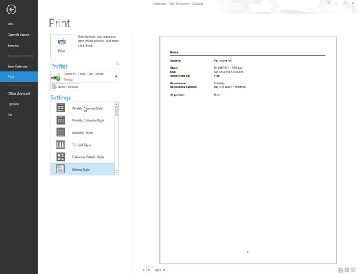 In the Print Settings section, make a style choice.
