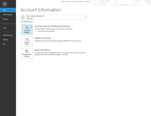 Click the File tab, and then choose Account Settings under the Account Settings button.