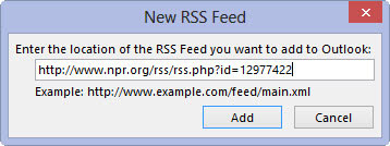 Enter the URL of the RSS feed you want.