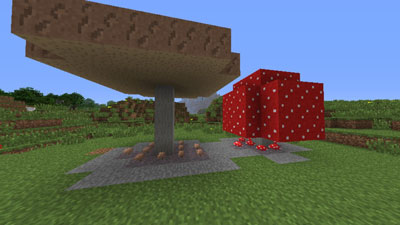 A giant mushroom in Minecraft.