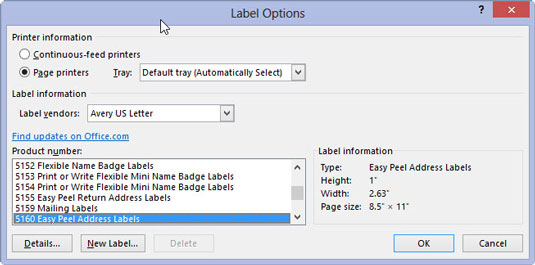 Choose a Label Vendor from the drop-down menu. Choose an option in the Product Number drop-down menu.