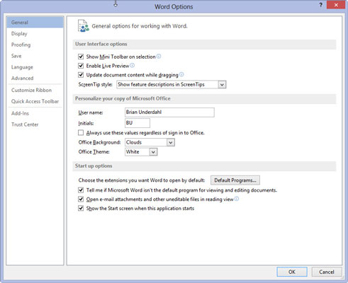 Choose the Customize Ribbon item in the Word Options dialog box.