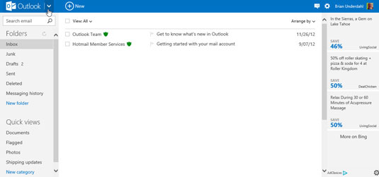 Click the arrow beside Outlook in the Ribbon and choose People.