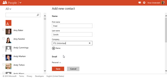 Fill in the blanks in the Add New Contact form.