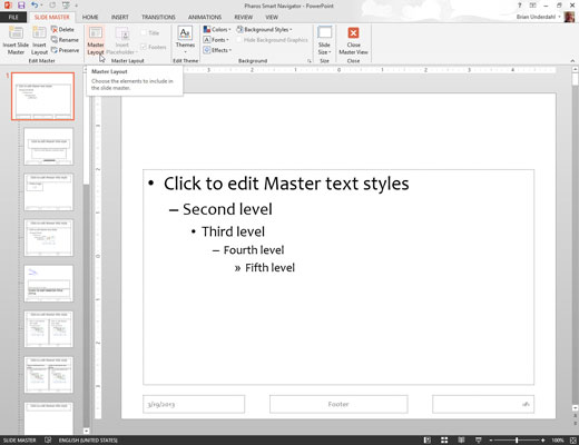 Call up the Master with the missing placeholder. In the Slide Master tab on the Ribbon, click the Master Layout button (in the Master Layout group).