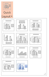 Click the Design tab on the Ribbon. Click the Quick Layout button.