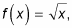 Function of x equals the square root of x./>
<p class=