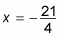 The value of the variable x.