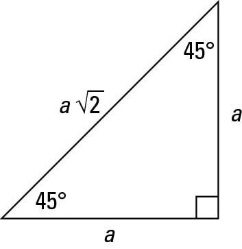 A 45-45-90-degree right triangle.