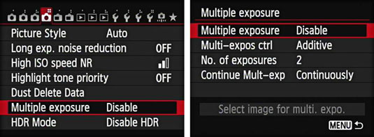 How to Create Multiple In-Camera Exposures on Your Canon EOS 6D - dummies