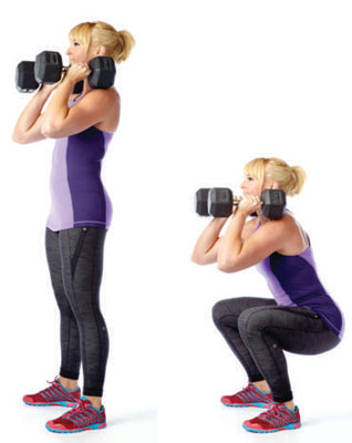 Dumbbell front squat modified