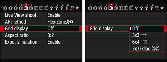 How to Display a Grid in Live View Mode on Your Canon EOS 6D - dummies