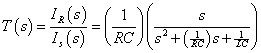 a current transfer function for the band-pass filter