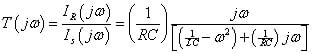 the frequency response T(jω)