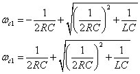 The cutoff frequencies for a band-pass filter.