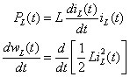 Substituting voltage for an inductor in the power equation.