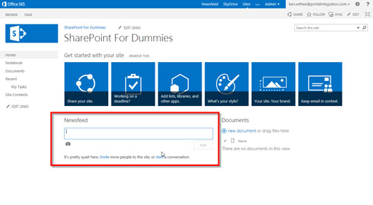 To use the tagging functionality of SharePoint 2013, begin typing your message.