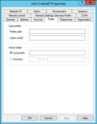 The profile tab in Windows Server's properties window.