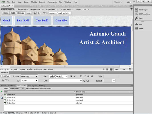 How To Check For Broken Links In Dreamweaver Dummies