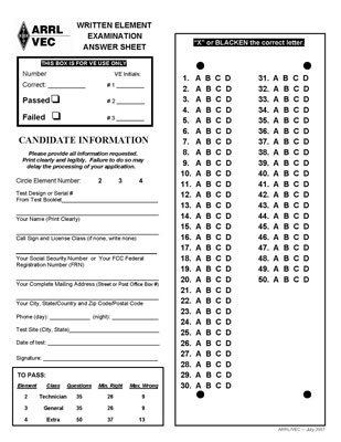 Answer sheet