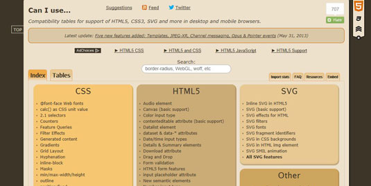 Can I Use is the HTML5 developer's best friend.