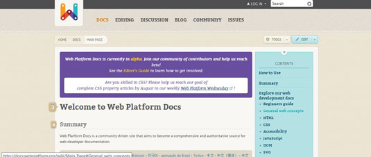 Web Platform Docs is a community-driven site which aims to become the comprehensive and authoritative resource for how-to information and documentation for web developers.