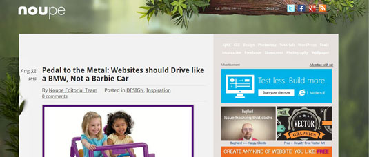 Noupe is a web-based magazine that targets web designers and developers.