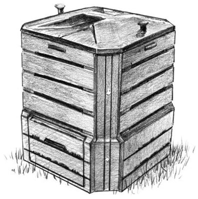A commercial stacking compost bin.