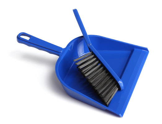 Clean tight areas with a hand brush and dustpan.